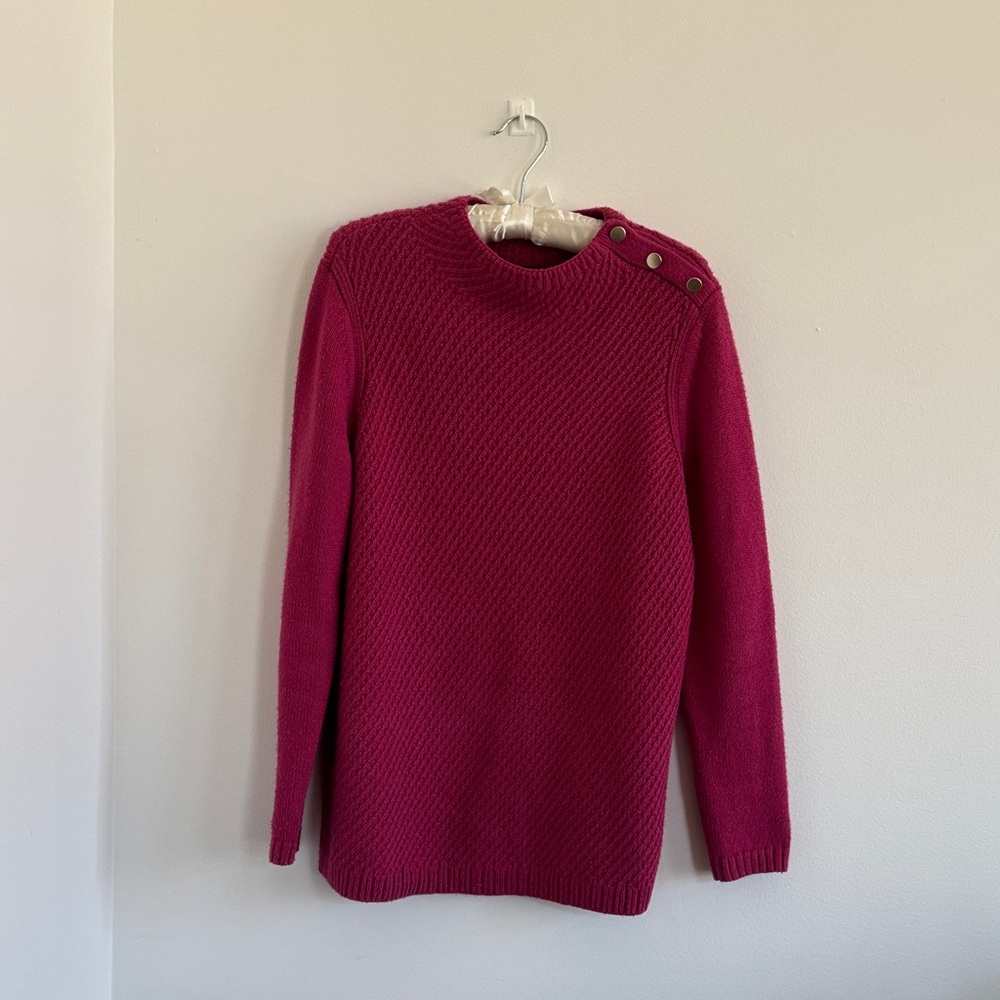 Talbots Warm Pink Sweater with Shoulder Buttons - Picture 2 of 10